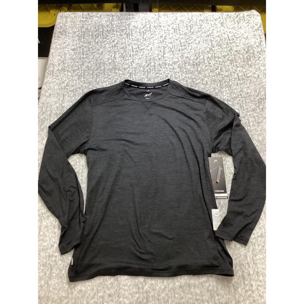 HEAD Guard LS Crew Black Heather Long Sleeve Perform Shirt HEM234TL01010 Men M